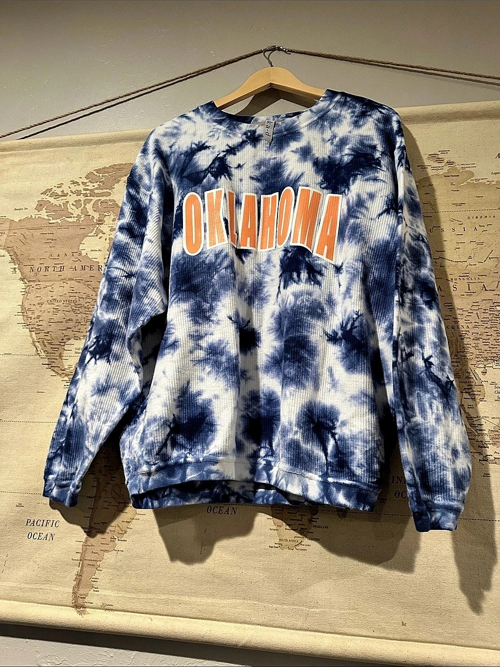 Chicka-d Oklahoma Cloudcord Corded Crew Sweatshirt Crew Sweatshirt Blue
